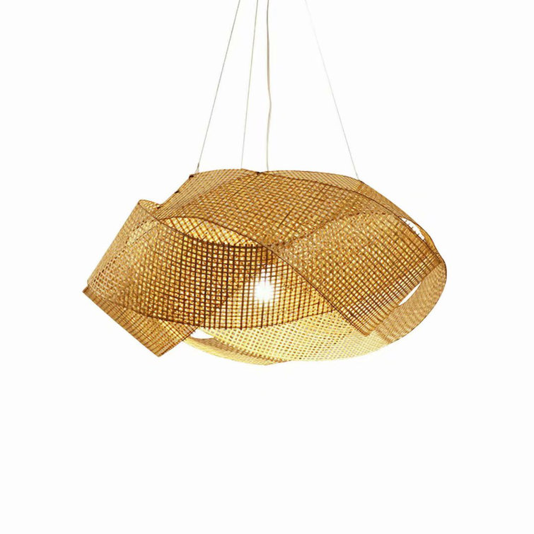 Bayou Breeze Bamboo Wicker Rattan Weaving Chandelier Handmade Light